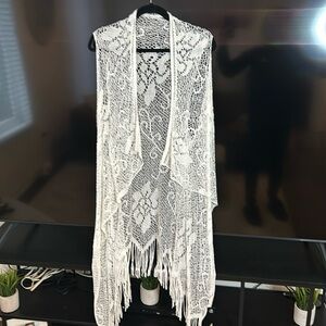 Cherie Bliss Crochet Lace Vest with fringes